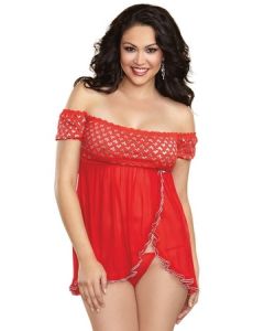 Dreamgirl 10060X Queen French Kiss Babydoll Red