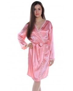 Style 3021 Charmeuse short robe with laces