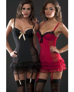 2 Piece Cheri Women's Molded Cup Babydoll with Ruffle Bottom lingerie Set 5142