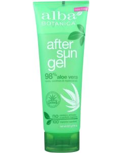 Alba Botanica Cooling After Sun Gel 98 Percentage Aloe Vera 8 Oz