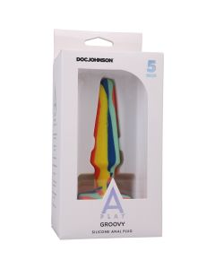 Doc Johnson A Play Groovy Silicone Anal Plug 5'' Sunrise box