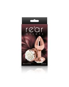 Anal Plug NS Rear Assets Chrome Plated Rose Small White box