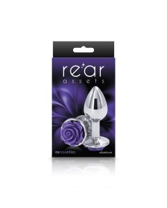 Anal Plug NS Rear Assets Rose Small Chrome Plated Purple box