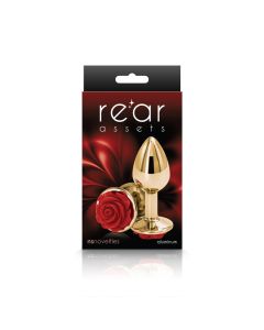 Anal Plug NS Rear Assets Rose Chrome Plated Small Red box