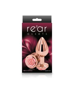 Anal Plug NS Rear Assets Rose Medium Pink Chrome Plated box