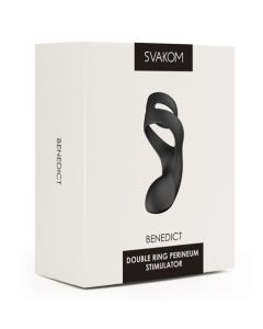 Svakom Benedict Black Double Vibrating Cock Ring Perineum Stimulator box