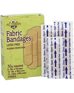 Fabric Bandages Assorted 30 Count Latex Free All Terrain front