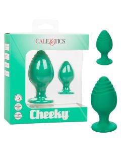 Anal Plug Silicone Cheeky Green Suction Cup CalExotics box