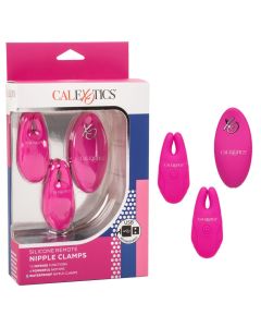 CalExotics Silicone Remote Nipple Clamps Waterproof Pink box