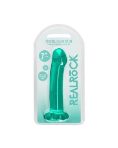 Dildo Non Realistic Pink 6.7" Suction Cup Crystal Turquoise Shots Toys box