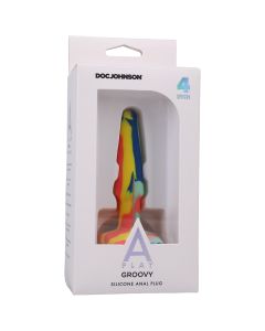 Doc Johnson A Play Groovy Silicone Anal Plug 4'' Sunrise box