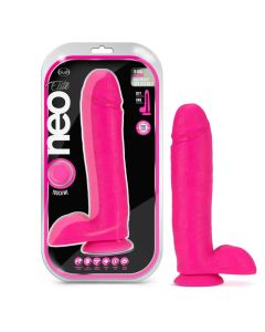 Neo Elite 10" Silicone Dual Density Cock Realistic Balls Neon Pink box