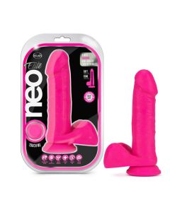 Neo Elite 8'' Silicone Dual Density Cock With Balls Neon Pink Dildo box