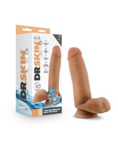 Blush Dr. Skin Glide 7" Self Lubricating Dildo Realistic Balls Mocha box