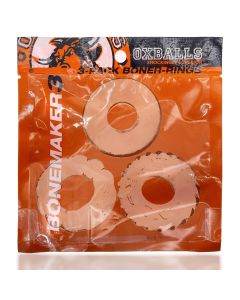 Cock Ring Kit Bonemaker 3 Pack Stretchy Clear Oxballs box
