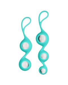 Cloud 9 Health & Wellness Borosilicate Glass Teal Kegel Training Set both