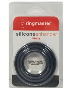 Ringmaster Silicone Enhancer Three Sized Stretchy Cock Rings box
