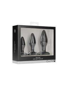 Ouch Apex Butt Plug Set Black Silicone Shots Toys box