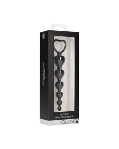 Shots Toys Ouch Silicone Anal Heart Beads Black box
