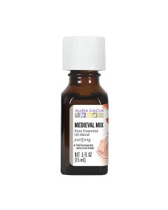 Aura Cacia Medieval Mix Essential Oil Blend bottle on white background