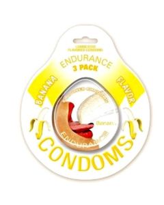 Endurance 3 Pack of Flavored Lubricated Condoms in Banana