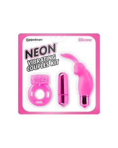 Neon Vibrating Couples Kit Pink