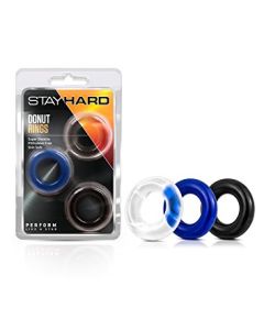 Donut Rings 3 Pack Assorted Stay Hard Blush Novelties 