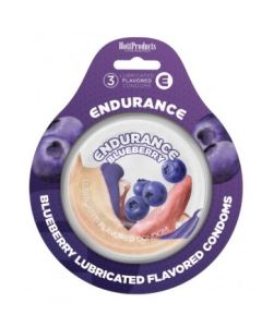Endurance Flavored Condoms Blueberry 3Pk