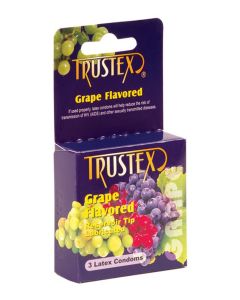 Grape Flavored 3 Lubricated Latex Condoms Trustex
