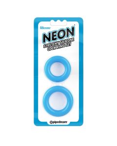 Neon Silicone Cock Ring Set Blue
