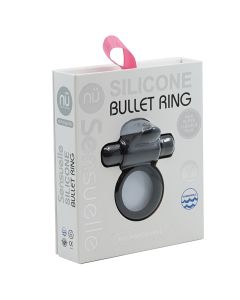 Bullet Cock Ring Sensuelle Silicone Black Waterproof Super Flexible box