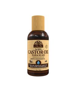 Front view of OKAY Men Castor Oil Beard Growth Oil 4oz bottle
