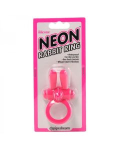 Neon Rabbit Ring Vibrating Pink Silicone Pipedream