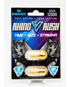 Rhino Rush 60 Duo 12500 Male Sexual Enhancer Dual Pills Pack