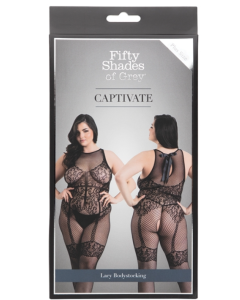 Fifty Shades Of Grey Captivate Lacy Bodystocking Plus Size Crotchless