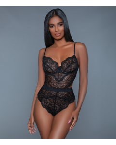 Bewicked Bettany Bodysuit Black Non Padded Cups Adjustable Straps