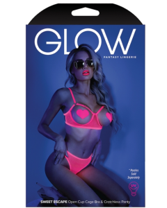 Glow Sweet Escape Open Cup Bra Set Neon Pink 