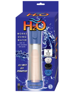 H2O Water Penis Pump Blue Rechargeable Waterproof Silicone