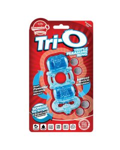 Screaming O Tri O Triple Pleasure Cock Ring Blue Silicone Reusable box