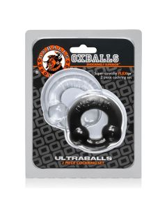 Ultraballs 2 Pack Cock Ring Black Clear