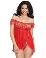 Dreamgirl 10060X Queen French Kiss Babydoll Red