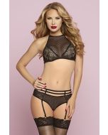 Crochet Netting Floral Lace Bra Set 10744P Seven' til Midnight