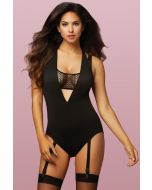 Black Microfiber Fishnet Teddy 10756P Seven' til Midnight