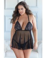 Diva Allure Juliette Peek A Boo Lace Cups Top Baby Doll G String