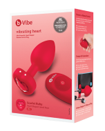 B Vibe Vibrating Heart Shape Jewel Plug Red M/L Silicone box