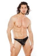 Allure Men Wet Look Zipper Thong One Size