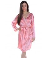 Style 3021 Charmeuse short robe with laces