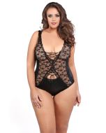 Diva Plus Aliya Kissed By Lace Teddy Daring V Neck