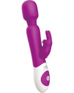 The Rabbit Wand Silicone Usb Rechargeable Dual Vibe Splashproof Deep Rose