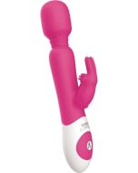 The Rabbit Wand Silicone Usb Rechargeable Dual Vibe Splashproof Hot Pink